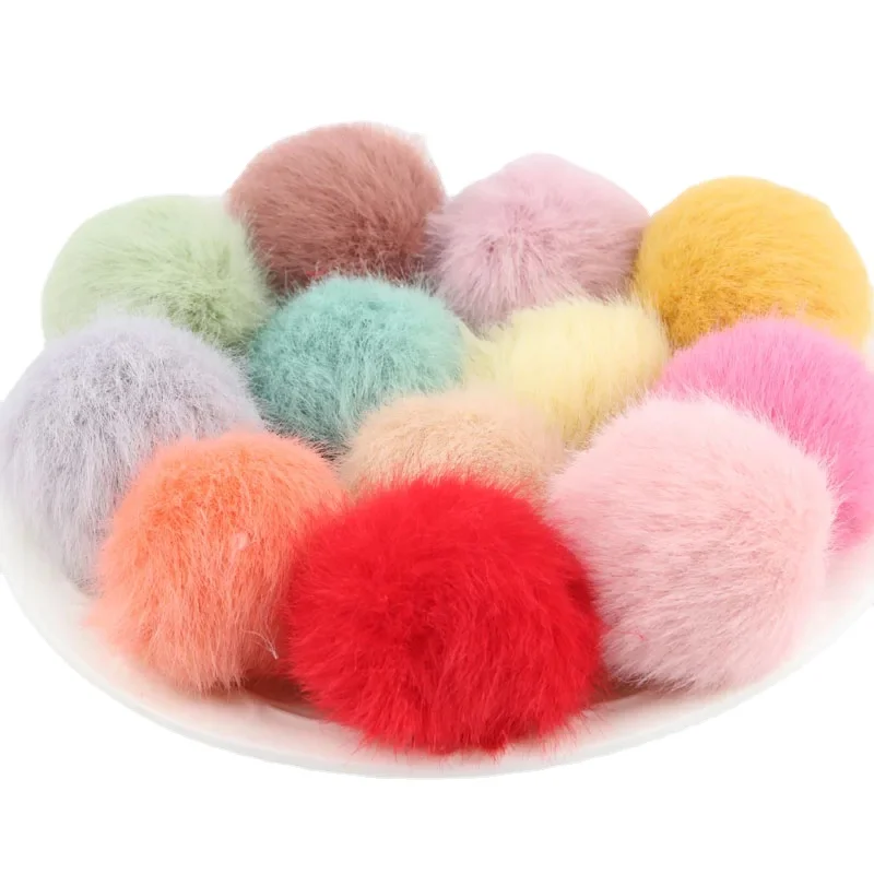 2.5cm Natural Fluffy Pompom Fur Ball 25mm Pom Pom Pure Color Pompon Pompoms For Caps Hats Scarf Gloves Clothes Decoration 10pcs