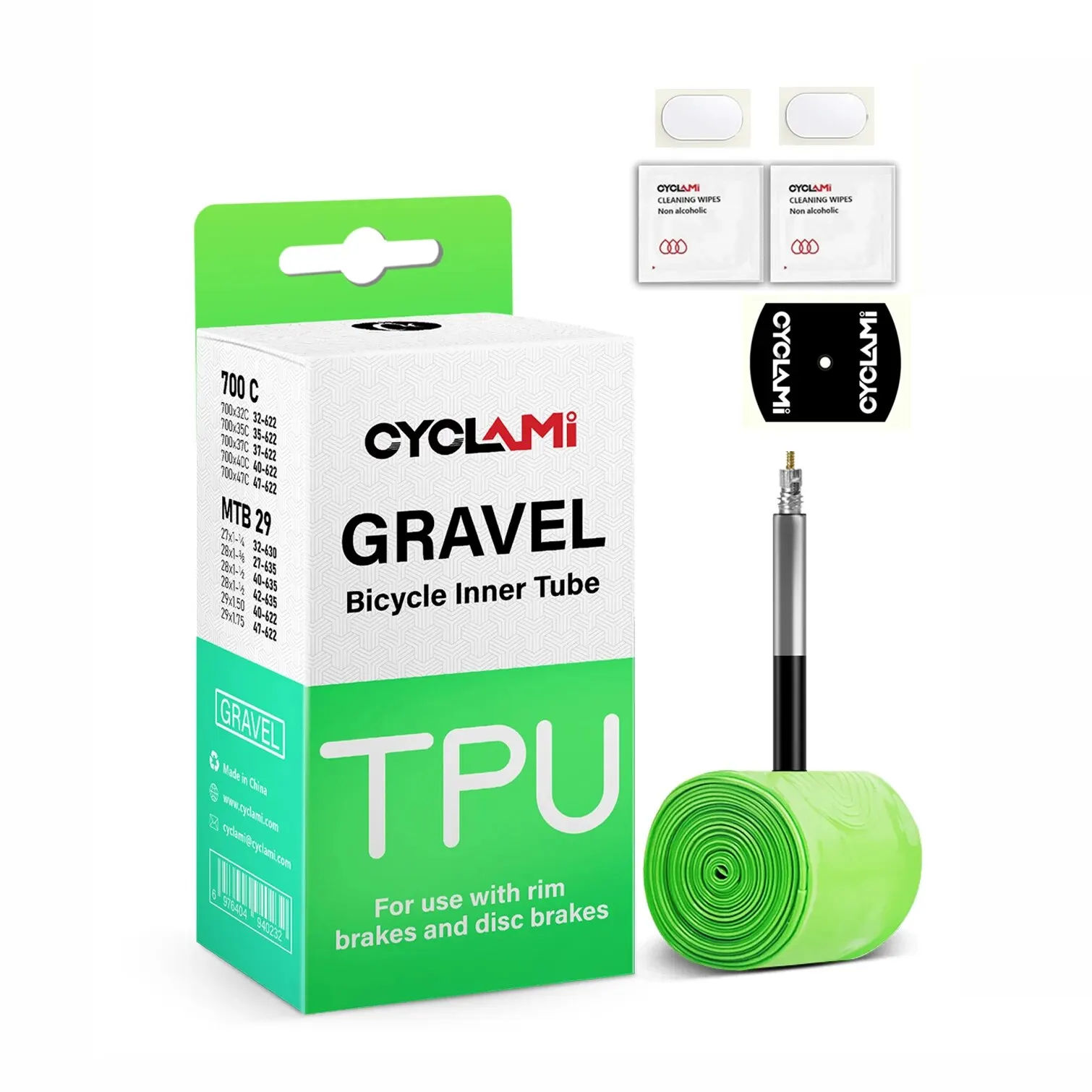 CYCLAMI 초경량 도로 MTB 29 자전거 TPU 내부 튜브 타이어 프렌치 밸브 FV 45mm, 그래블 700C 32C 35C 37C 40C 47C 초경량