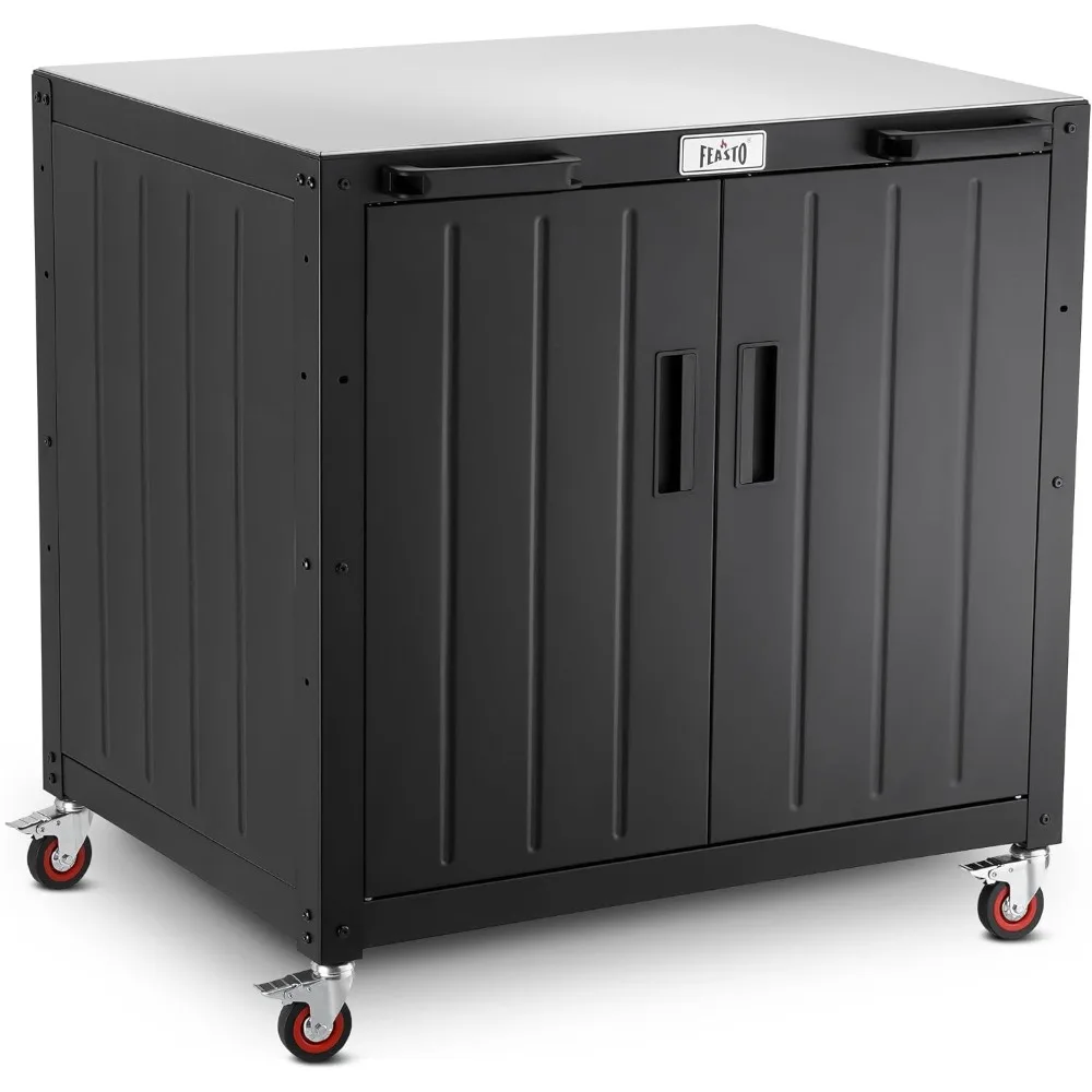 

Grill Table, Outdoor Bar Cart Grill Cart with Storage Cabinet,Modular Outdoor Kitchen Island, Outdoor Grill Station with 304 Sta