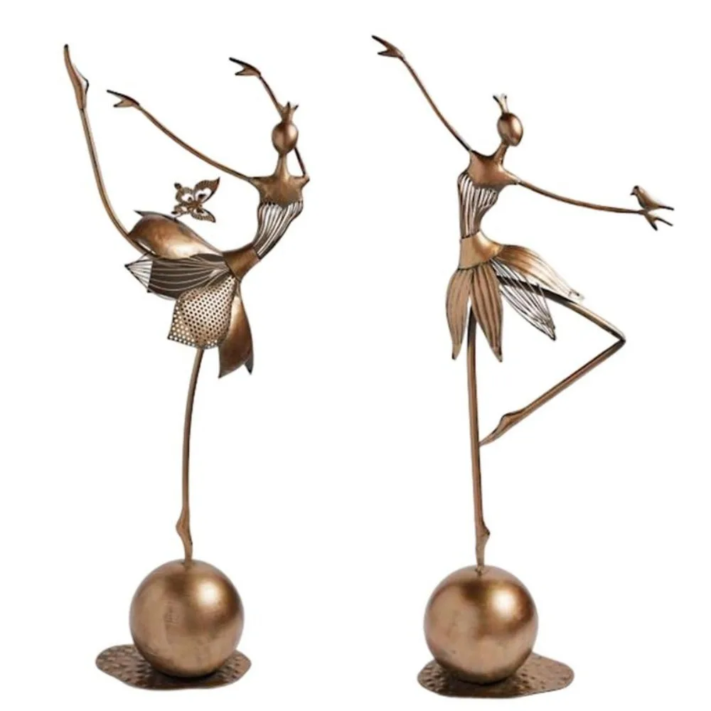 Ballet Dance Girl Statues Garden Ornament New Can Stand Upright Metal Ballerina Figurine Indoor Outdoor Crafts Home Decoration