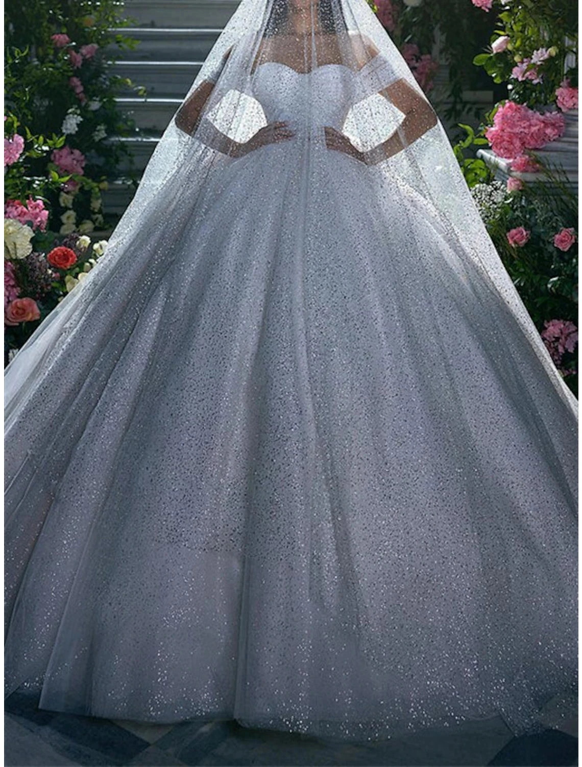 

Engagement Sparkle & Shine Formal Wedding Dresses Ball Gown Off Shoulder Cap Sleeve Chapel Train Sequined Bridal Gowns Solid