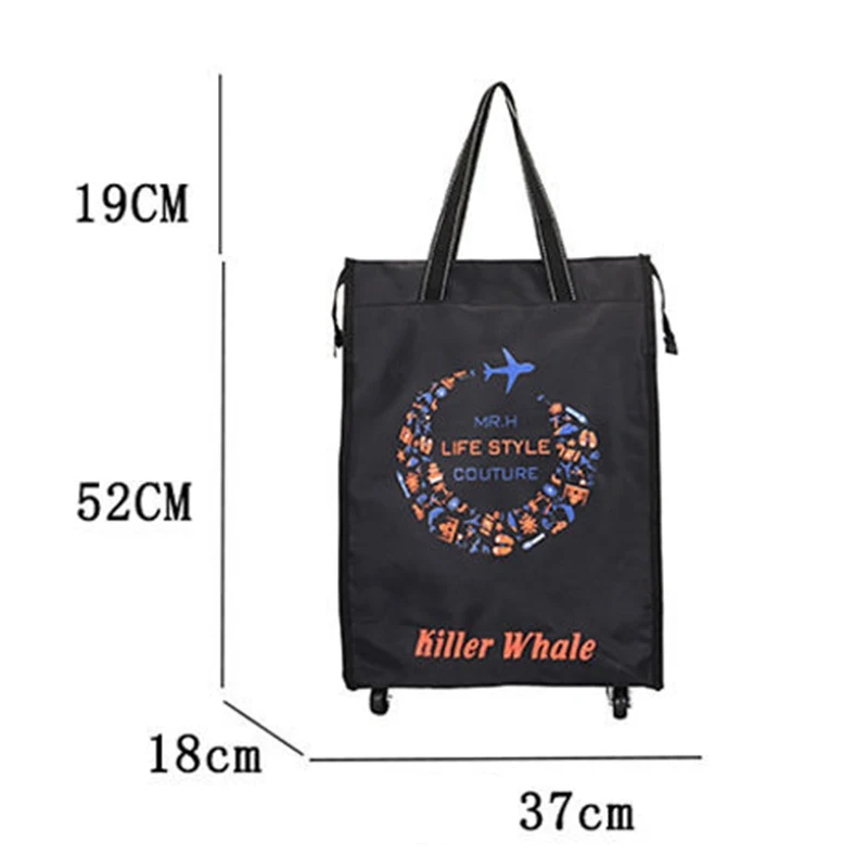 Portable Grocery Shopping Bag on 4 Wheels Folding Duffle Market Purchase Bag Travel Bag with 360° Universal Wheel Large Capacity