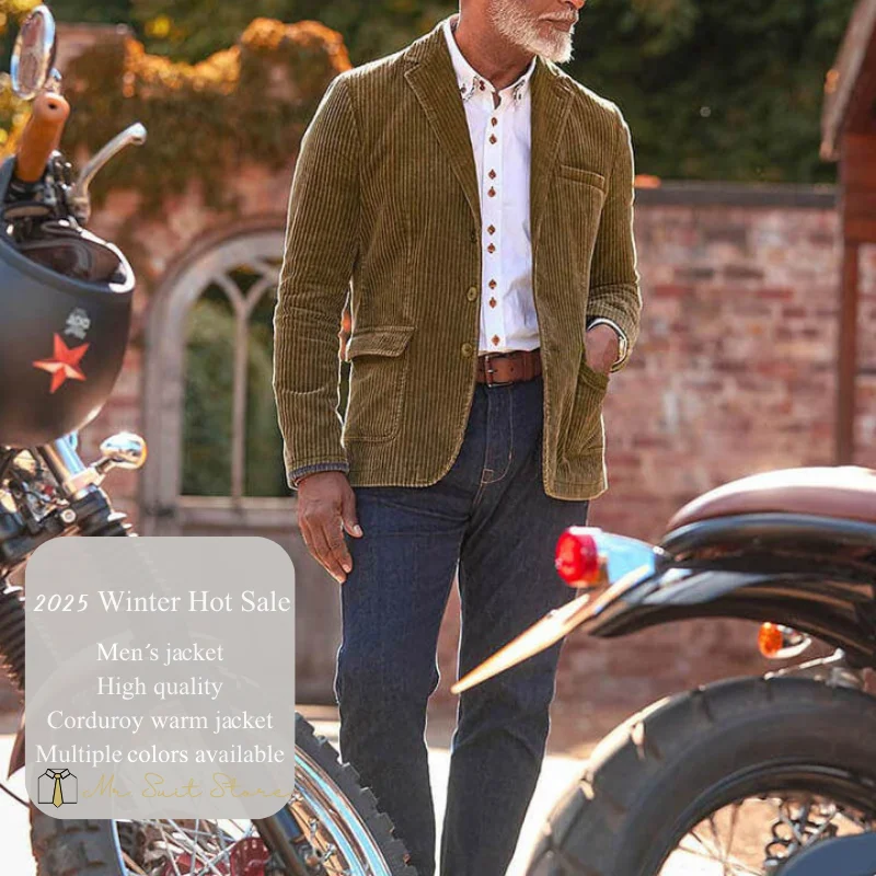 

2025 New Men's Corduroy Suit Jacket Spring Autumn Fashion Business Casual Dress Suit Top High Quality Single-button Slim Blazers