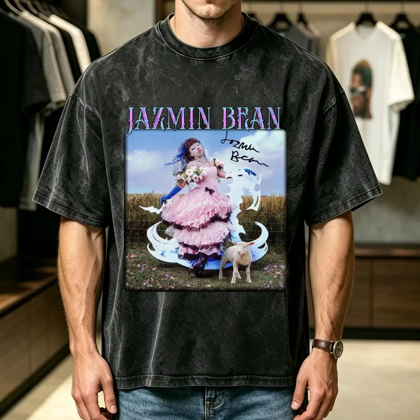 washed T Shirt Rare Jazmin Bean Traumatic Livelihood Album New Black S 4XL P417 long sleeves vintage Washed Stretched Casual
