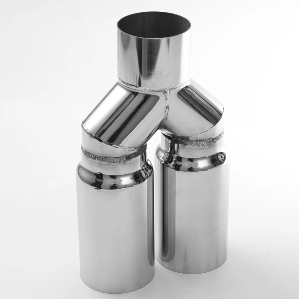 1 шт., универсальная 63 мм, двойной выхлопной наконечник, насадка из нержавеющей стали, прямой край, полированный серебристый сварочный глушитель, хвостовая труба