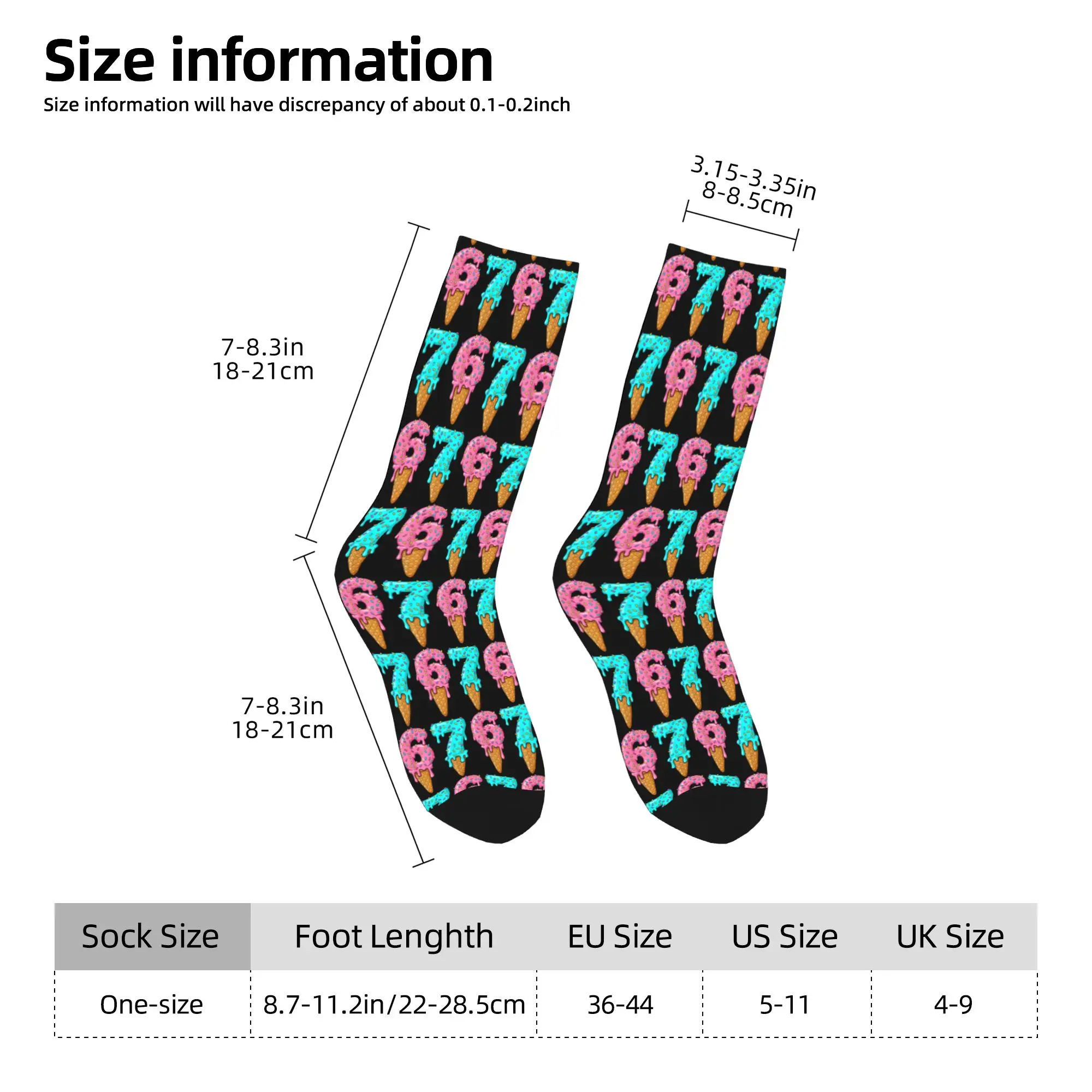 67 Ice Cream  Meme Socks  Anti Skid Stockings Women Men High Quality Running Sports Socks Autumn Fashion Design Socks