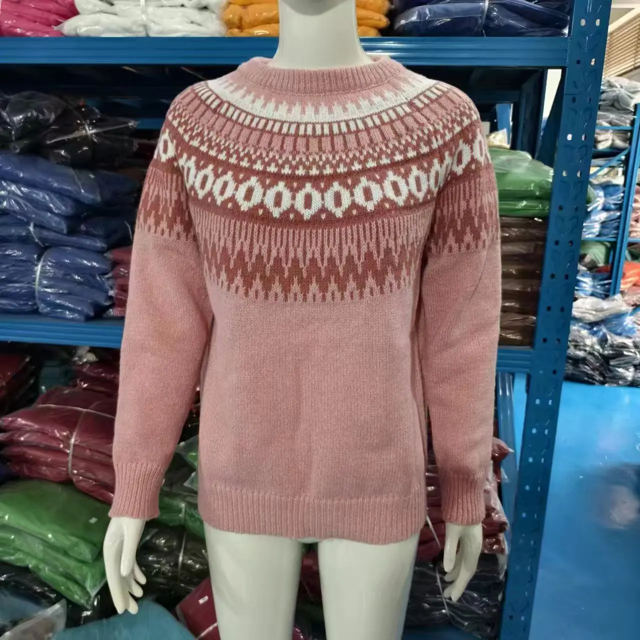 New Fashion Knitted Sweaters Women Winter Warm Graphic Printing Retro Long Sleeve O-Neck Sweater Pullovers Tops Clothing
