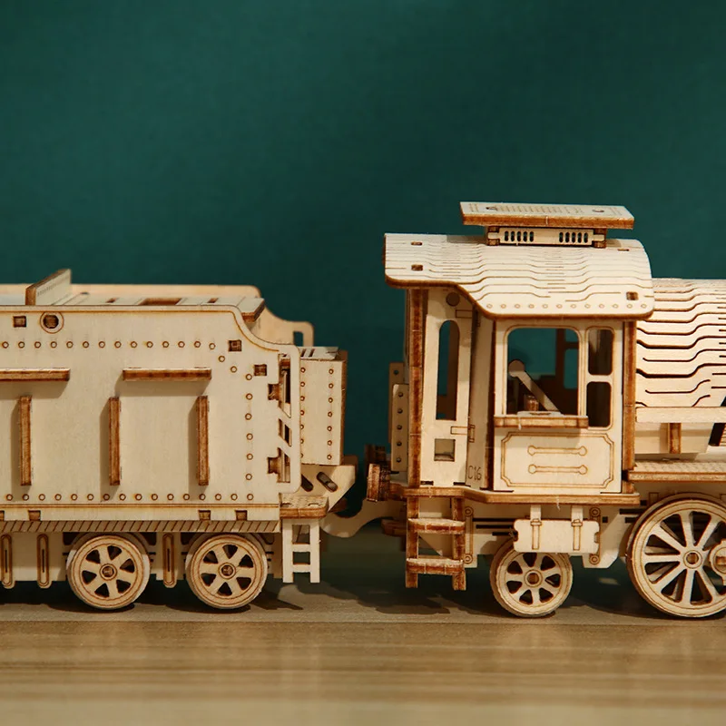 3D ปริศนาไม้รถไฟขนาดเล็กรุ่น Building Block จิ๊กซอว์ไม้ DIY ชุดประกอบของเล่นเพื่อการศึกษาเด็กผู้ใหญ่ของขวัญ