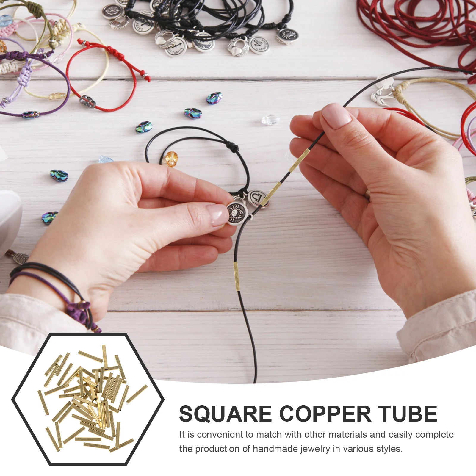 50 قطعة من مجموعات إكسسوارات صنع المجوهرات ذات الأنبوب النحاسي، متينة تدوم طويلاً، سهلة صياغة أنماط مختلفة #1