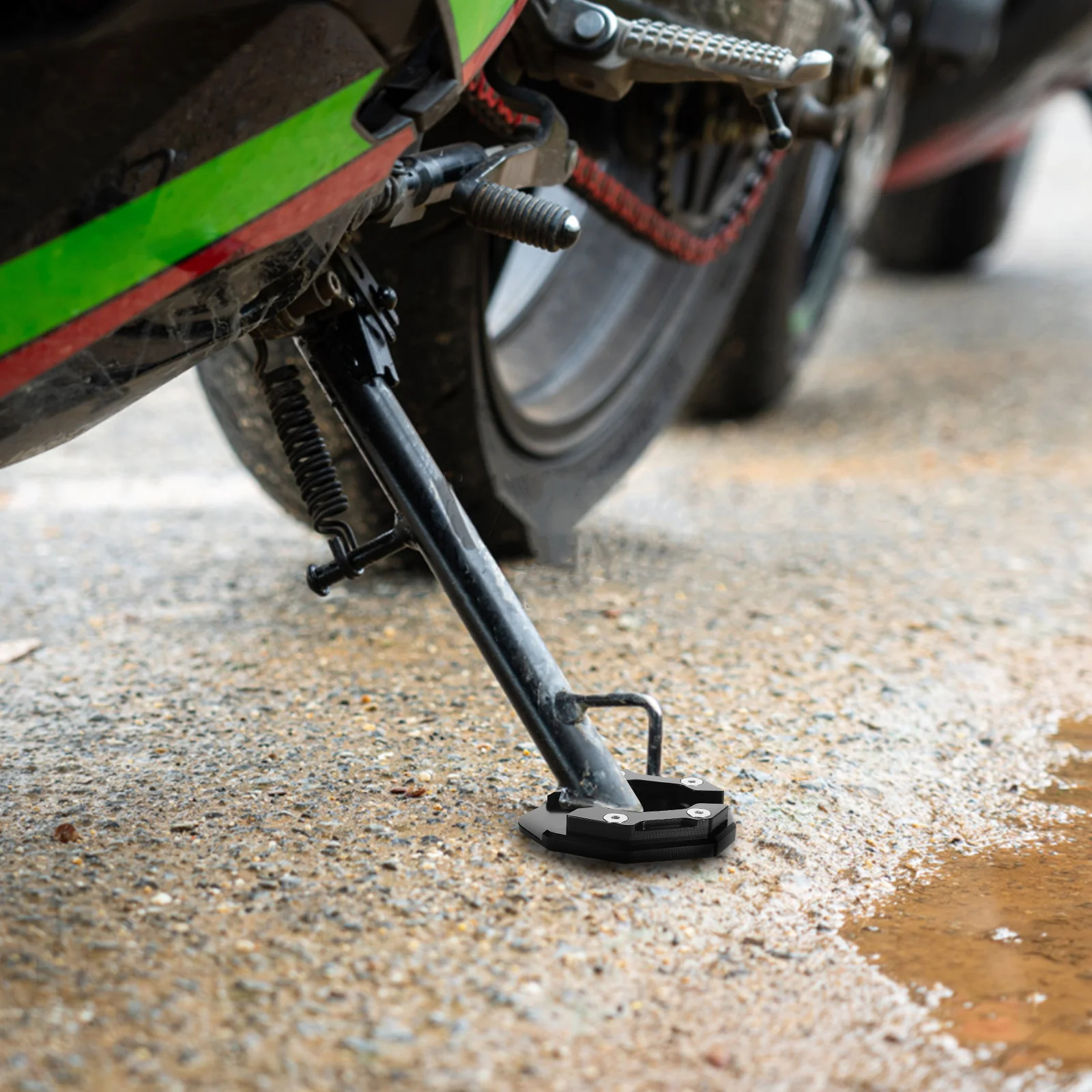 

Motorcycle Side Kickstand Pad Aluminum Alloy Stable Non-Slip Stand Plate for Outdoor Indoor Use Motorbike Accessory