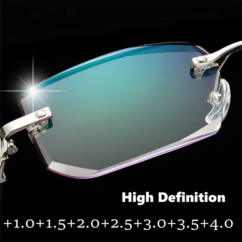 Men's Rimless Reading Glasses Fashion Trend Women Presbyopia Prescription Eyewear Male Business HD Lens Eyeglasses +1.0 To +4.0