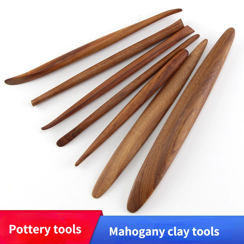 7 Mahogany Clay Tools Sculpture Hand-made Finely Carved Colored Oil Mud Soft Clay Pottery Tool Color Mud Clay Knife