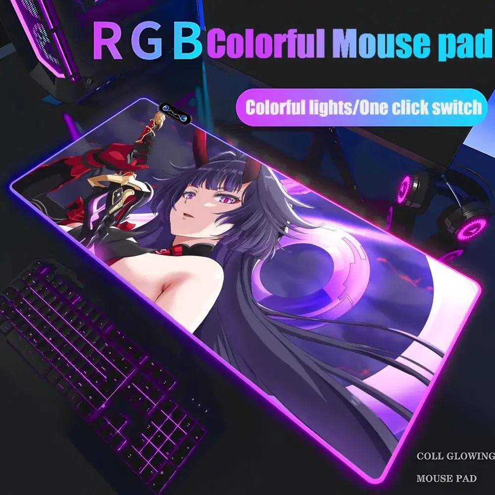 

Raiden Mei Mouse Pad Tablet RGB mouse Pad Laptop xl desktop mouse pad, cute HD Rainbow Gaming keyboard pad, csgo Player, 90x40