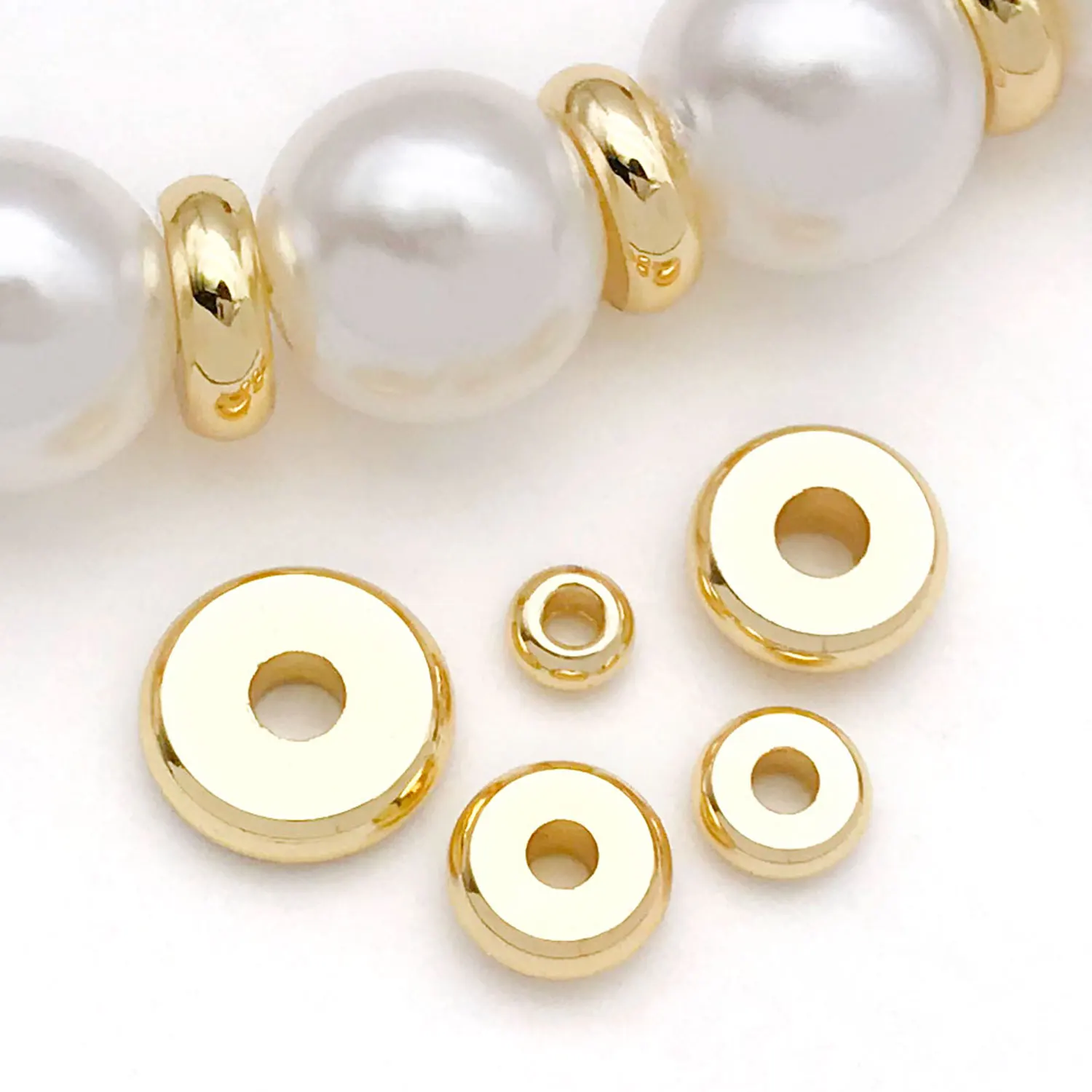 20pcs 18K Real Gold Plated Brass Flat Spacer Beads, Large Hole Spacer Beads Loose Beads For DIY Jewelry Making Accessories image 6