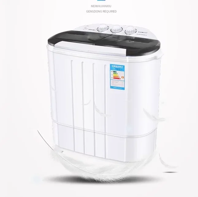 Semi-automatic Compact Washing Machine with Dual Barrels, Twin Cylinders and Drying Capability portable washer