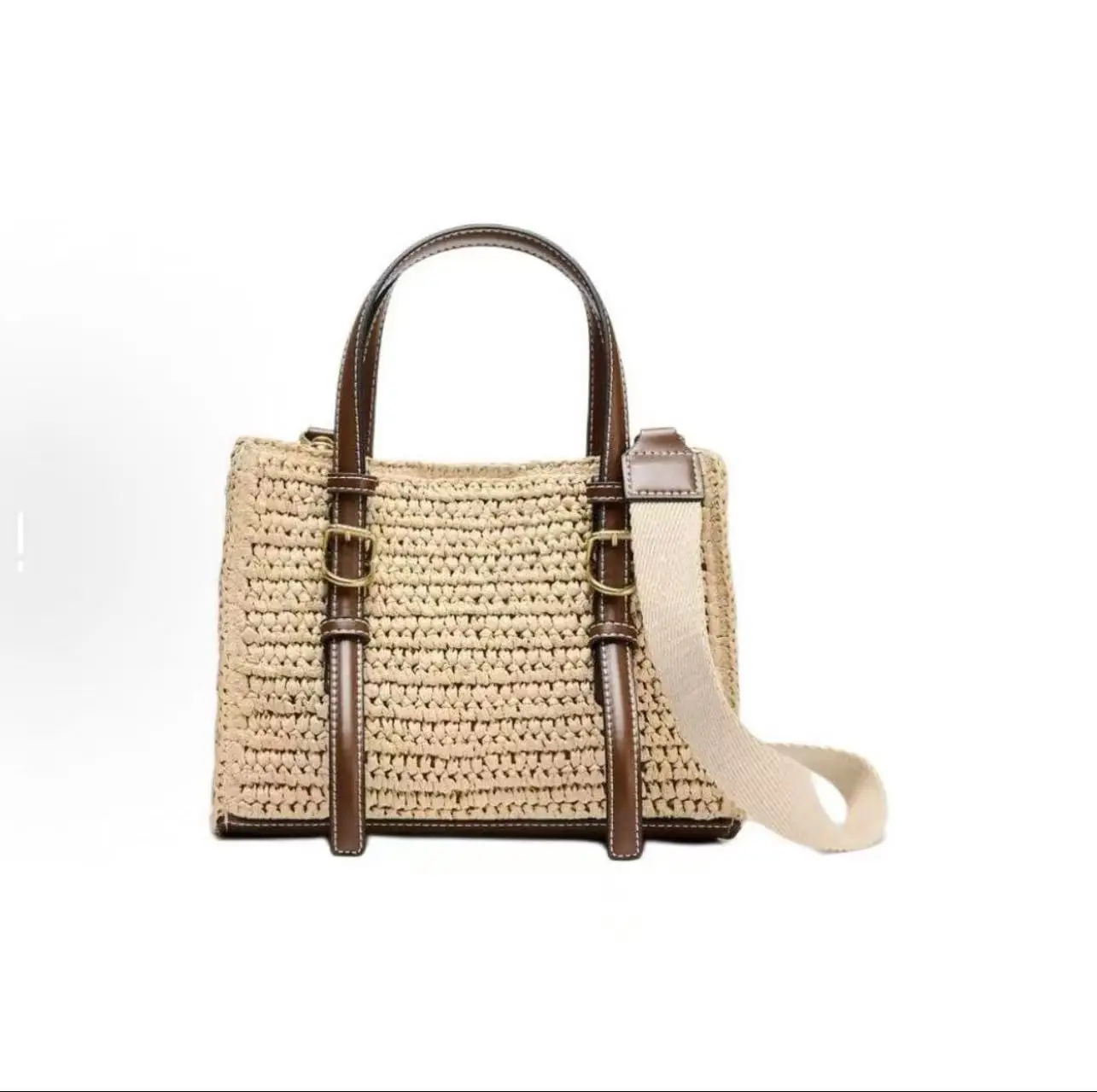 

New Handbag Hand Woven Women's Underarm Bag Grass Weaving pu leather Handheld Hollowed Out Shoulder Bag