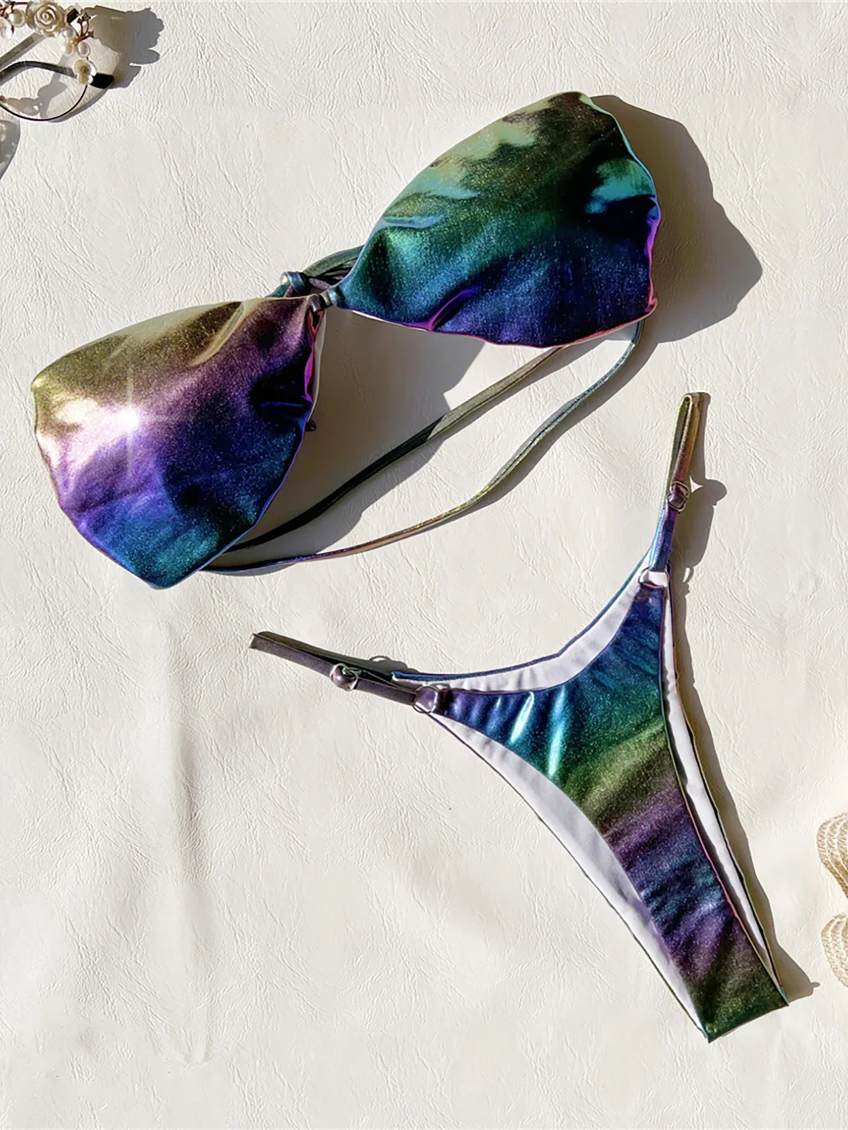 

S - XL Bandeau Gradient Mini Thong Bikini Women Swimwear Female Swimsuit Two-pieces Bikini set Bather Bathing Suit Swim K5575
