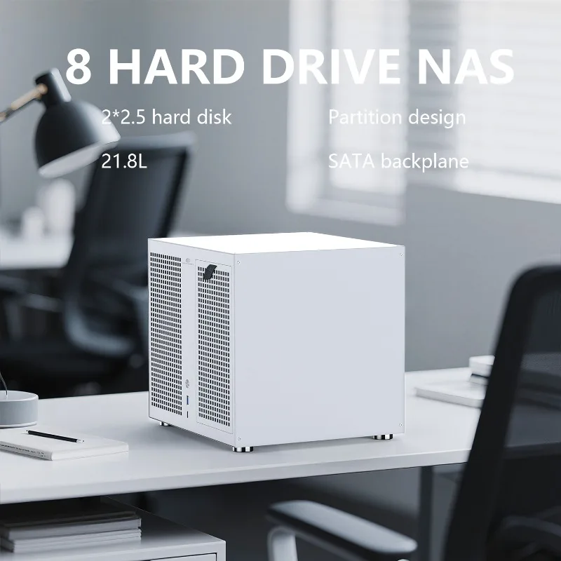 Sagittarius 8-Bay NAS Tower Case with Backplane,MATX,ATX Power Supply,Optimized for Synology UNRAID ,Full-Height PCIe Expansion