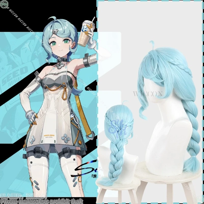

Anime Game Zenless Zone Zero Cosplay Seeedd Costume High Quality Kawaii Synthetic Long Blue Ponytail Wig Headwear Hair Halloween