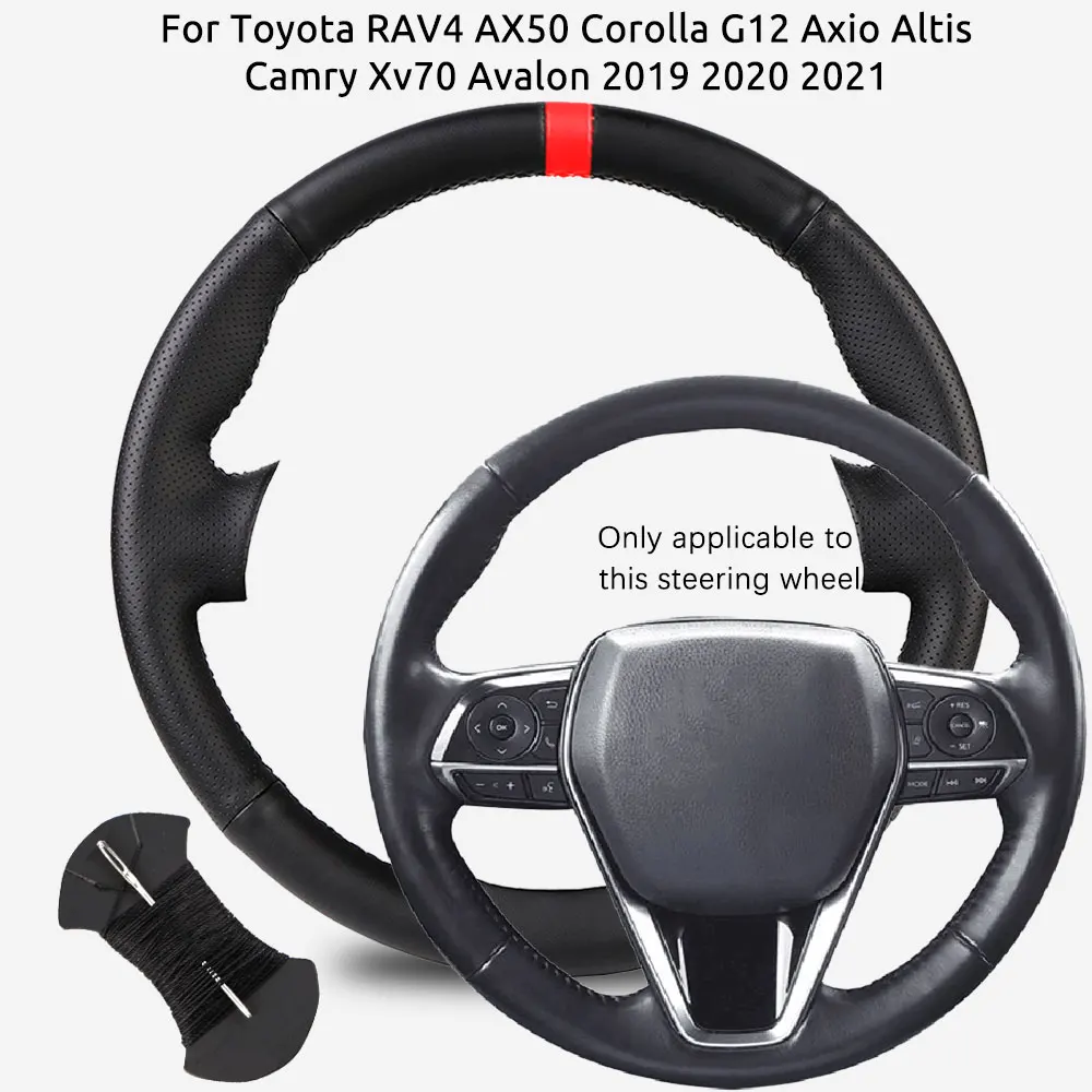 

Custom Fit Toyota RAV4 AX50 Corolla G12 Axio Altis Camry Xv70 Avalon 2019 2020 2021 Car Steering Wheel Cover Microfiber Leather