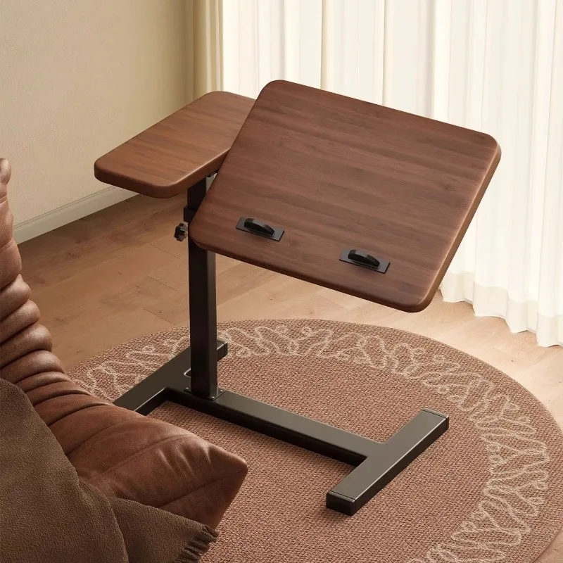 Foldable Rotatable Lift Side Table with Wheels, Portable Laptop Coffee Tea Table for Bed Living Room Sofa Side Home Furniture