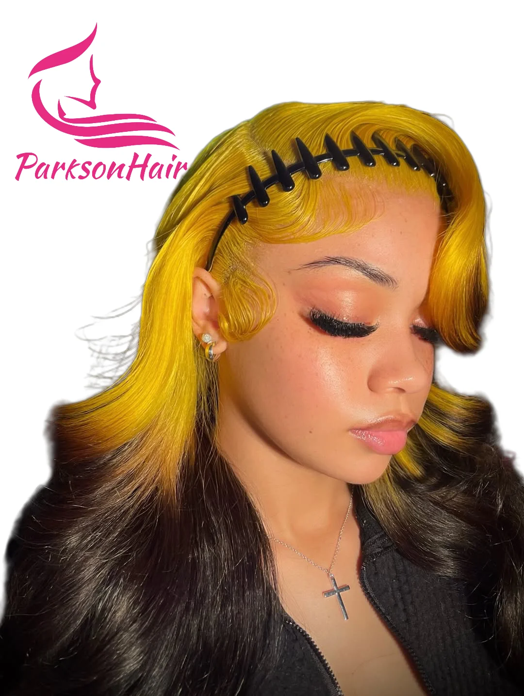 أومبير أصفر أسود 13x6 13x4 الدانتيل الشفاف الباروكات الأمامية قبل نتف الجسم موجة البرازيلي الملونة 613 باروكة من شعر طبيعي للنساء