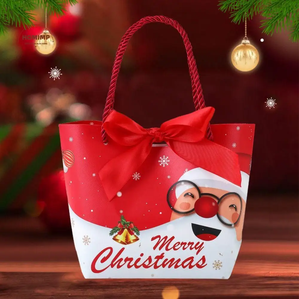 

10pcs Storage Bag Paper Christmas Gift Bag Handheld Cute Candy Box Exquisite Portable Xmas Eve Packaging Bag Cookie