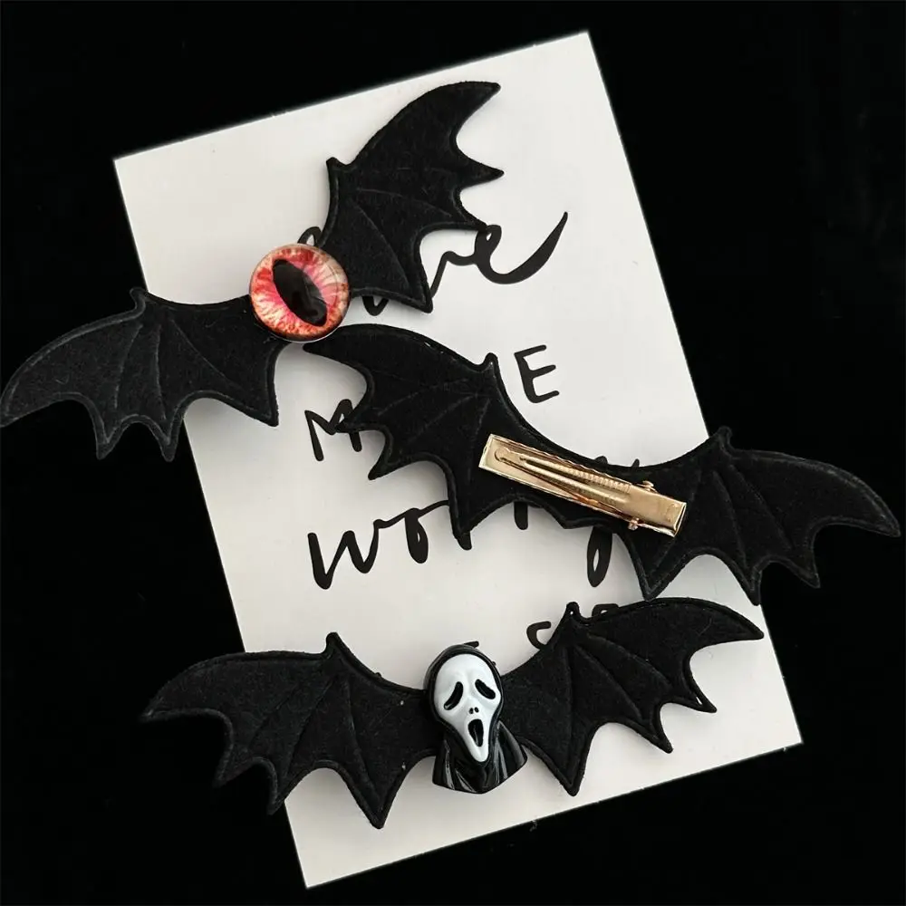 Gothic Ghost Halloween Hairpin Resin Y2k Bat Wings Hair Clip Headdress Side Clip Bat Duckbill Clip Girls