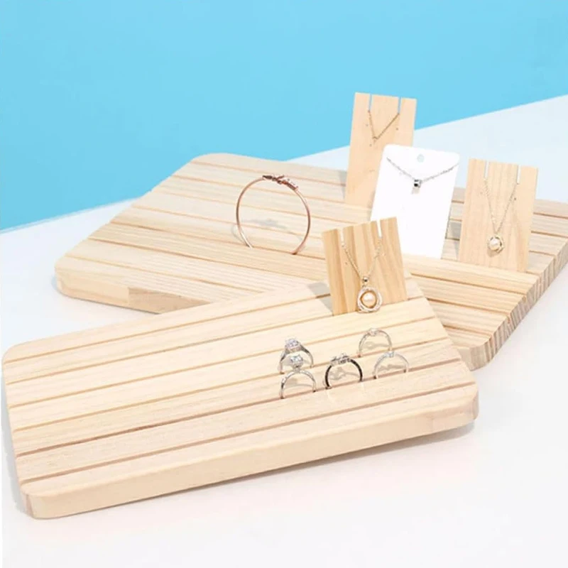 

Solid Wood Earring Display Stand - Multi-Slot Jewelry Holder with Sturdy Construction for Retail Store & Exhibition Use