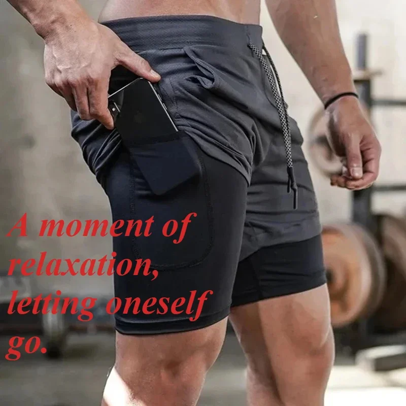 AAShort Pants Summer Men Shorts Camo Running Shorts Men Gym Sports Shorts 2 in 1 Quick Dry Workout Training Gym Fitness Jogging