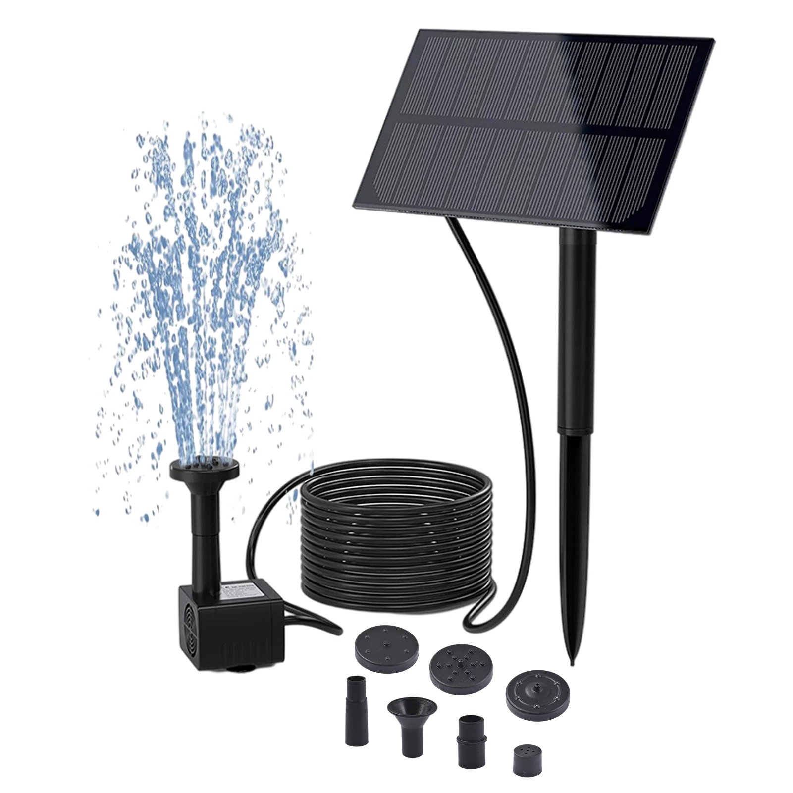 1.5W Solar Fountain Upgrade Water Pump For Bird Bath Solar Powered Water Pump With 6 Water Styles For Bird Bath Fish Pond Pool