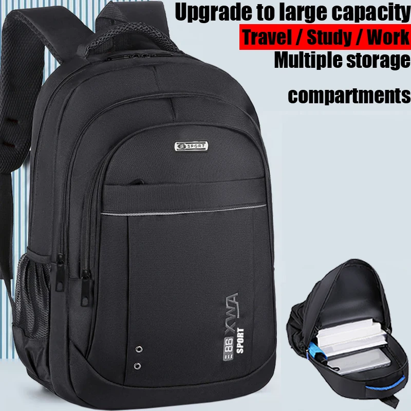 Reliable Multi-Pocket Daypack - Durable Nylon Backpack with Reflective Strip, Casual Laptop Bag for Work & Travel