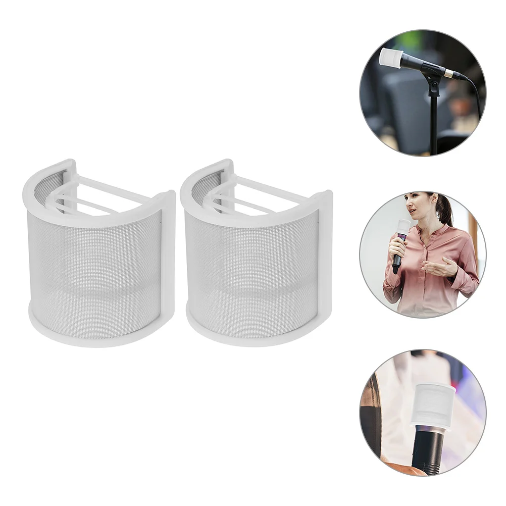 

2 Pcs U Shaped Pop Filter Handheld Microphone Windscreen Cover Accessories Metal Shield