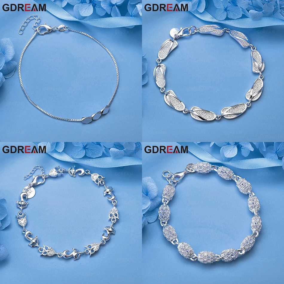 

GDREAM 925 Sterling Silver Slipper Bracelet Women Charm Fashion Anniversary Gift Jewelry