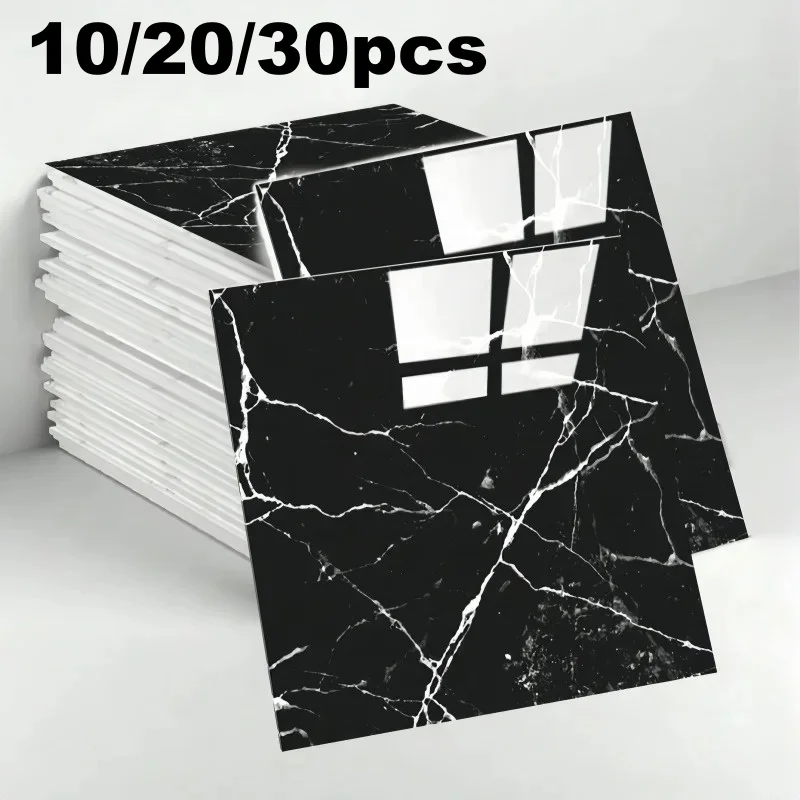 

Black Faux Ceramic Tile Sticker Waterproof Foam Self-Adhesive Wall Sticker for Home Renovation Room Decor Kitchen Restaurant