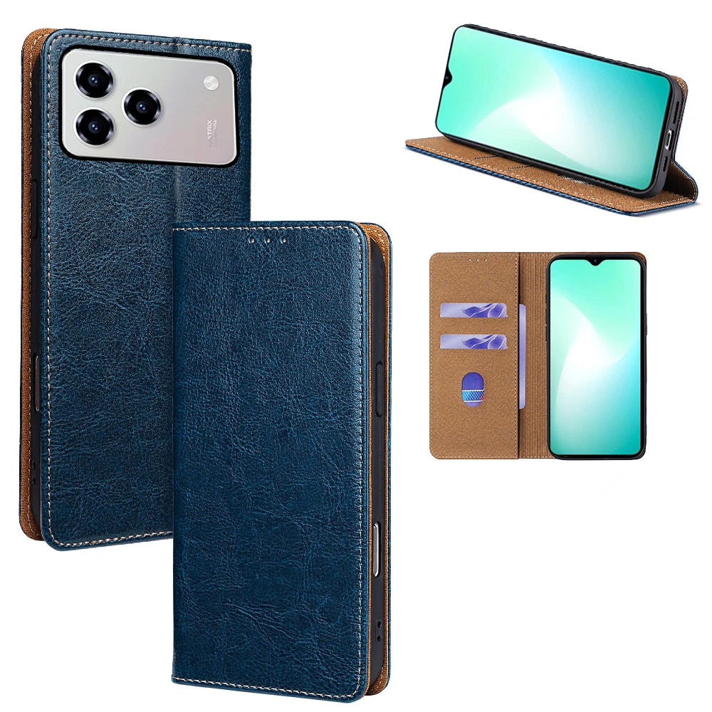 

Premium Genuine leather phone Case For ZTE Blade A76 A75 A73 A34 A33s 5G A53 Pro 4G 5G RFID shockproof card slot wallet cover