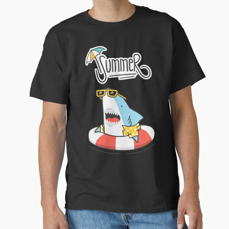 

Cute Shark Summer Funny Ahhh Time to Relax Summer humor gift T shirt for men Large size Tops S-6XL mens clothing