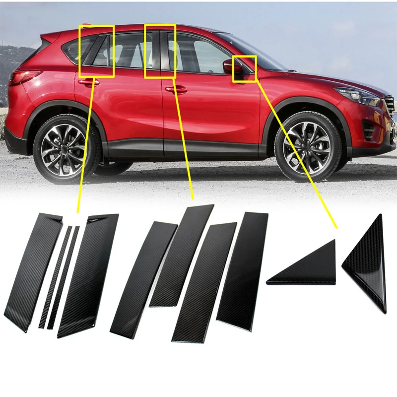 

Carbon Fiber Black Fit For Mazda CX-5 2013 2014 2015 2016 Door Window Pillar Posts Trim Cover Decal Sticker Accessories