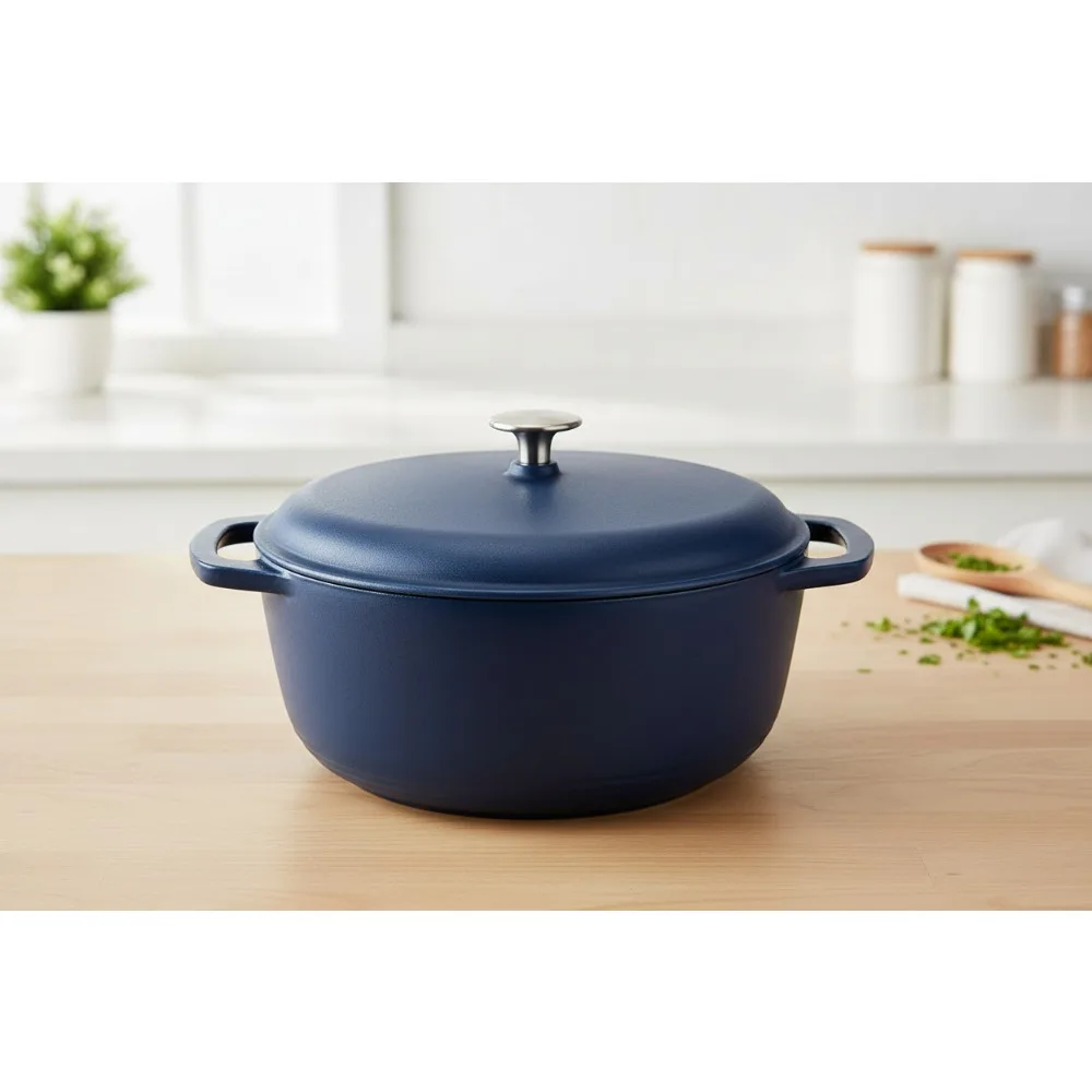 

Эмалированная чугунная голландская кастрюля премиум-класса с крышкой, емкостью 6 литров, сверхпрочная для семейной приготовления пищи и выпечки