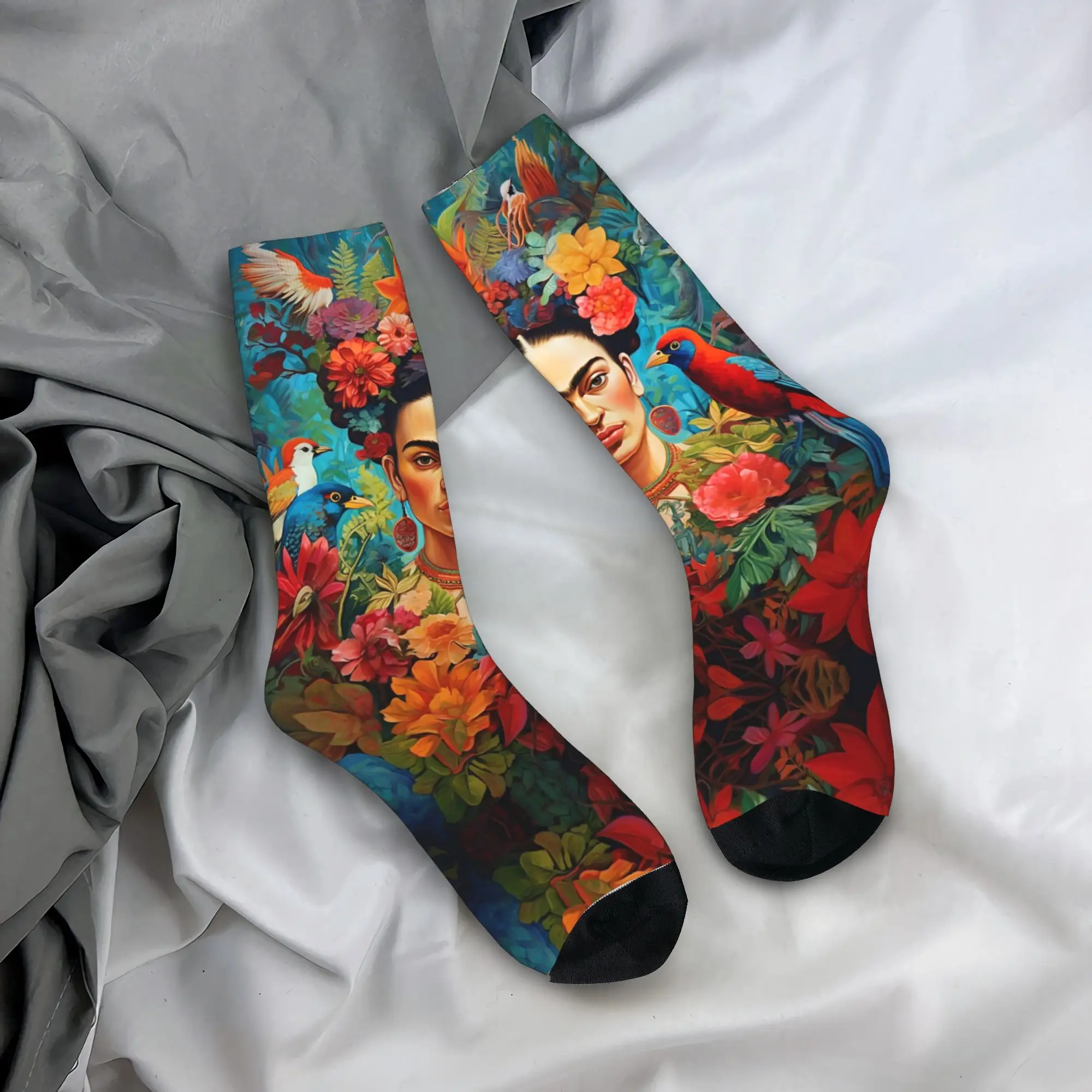 F-Frida K-Kahlo Art Socks Men's Women's Polyester Fashion  Socks Hip Hop Spring Summer Autumn Winter Middle Tube Socks Gift, view 3
