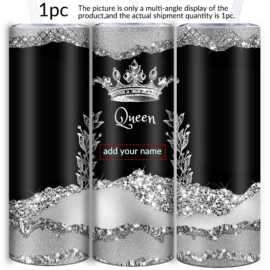 

1 шт., индивидуальное имя, 20 унций, стакан из нержавеющей стали, двойная стенка, вакуумная изоляционная дорожная кружка с соломинкой и цветочным узором для подарков