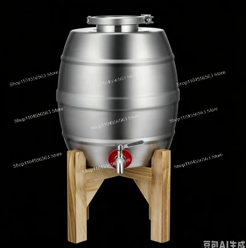 304 Food Grade Sealed Oval Stainless Steel Wine Barrel, 10L Storage Tank for Wine Oil Liquid Fermentation