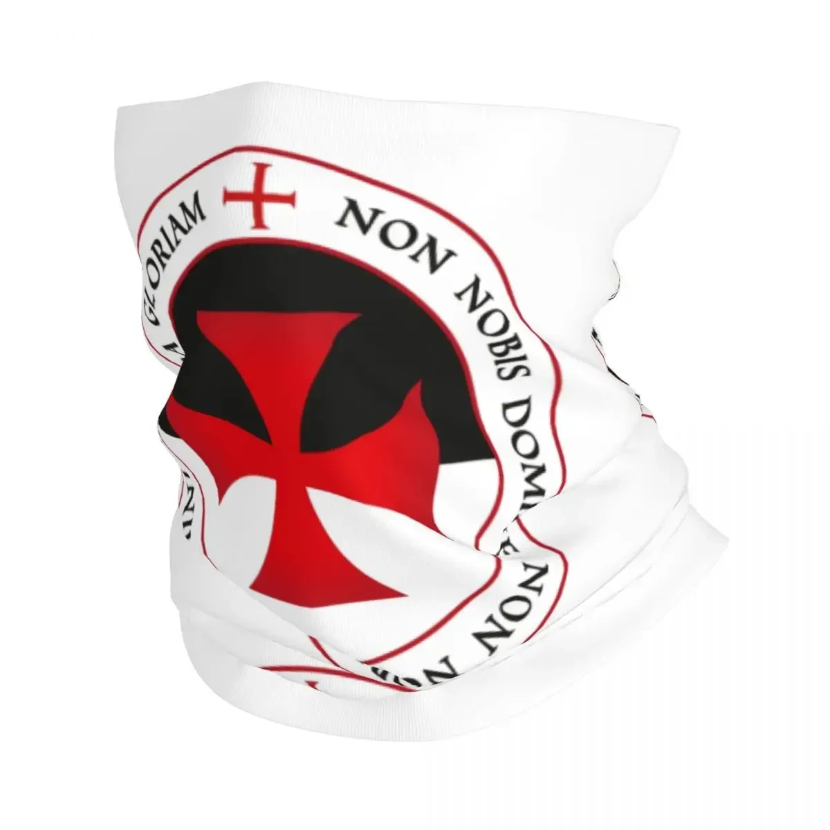 Knights Templar Cross Neck Gaiter Men Women UV Protection Winter Christian Crusader Seal Motto Bandana Scarf for Hiking