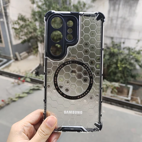 Чехол Honeycomb для Magsafe для Samsung Galaxy S23 S24 S25 S26 Ultra Plus A35 A55 A56 с магнитной беспроводной зарядкой и защитой объектива