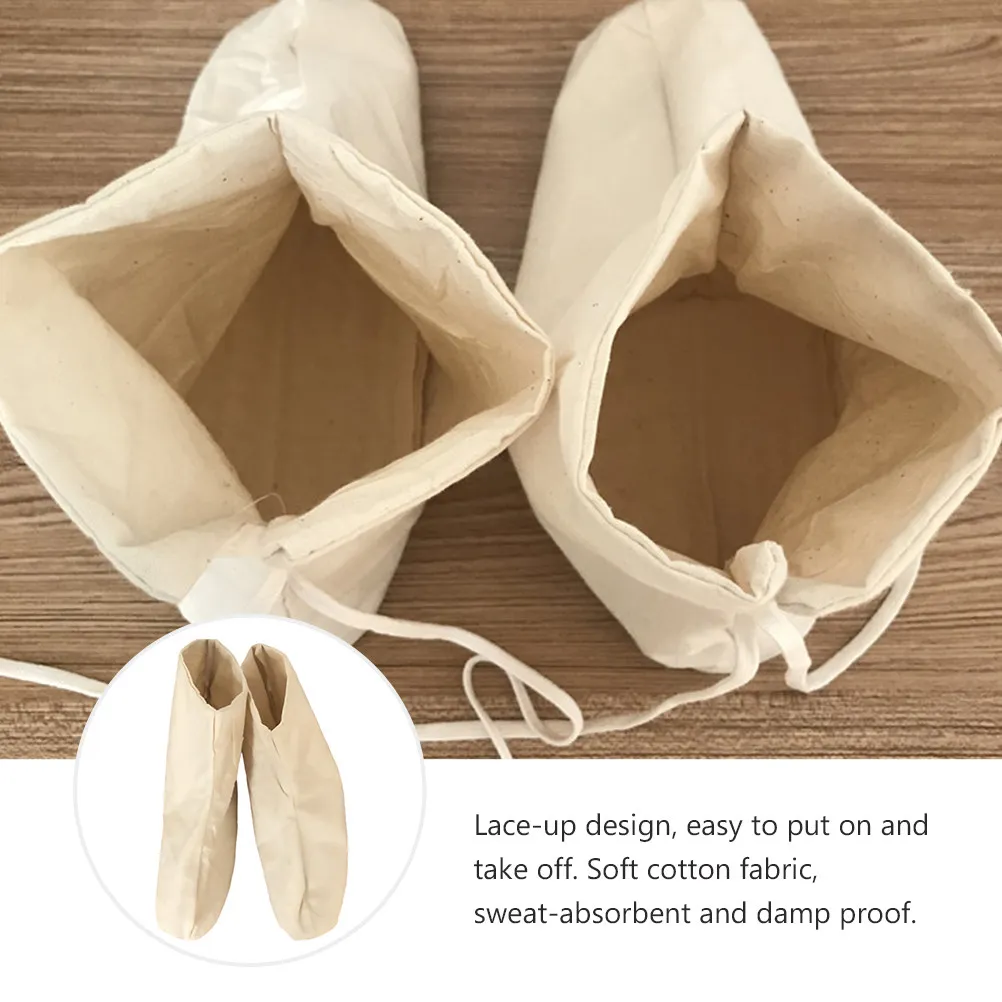 

1 Pair Labor Protection Socks Rain Boots Foot Cover Pure Cotton Soft Breathable Sweat-Absorbent Lace-Up Inner Cover Beige Free