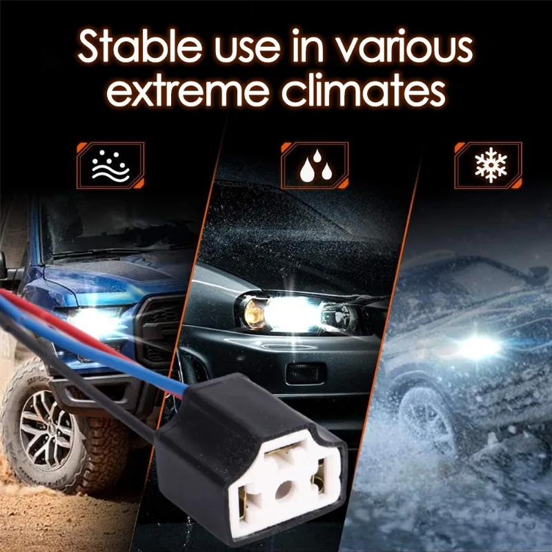 Ceramic LED H4 Headlight Socket Car Headlight Replacement Repair Bulb Holder Connector Plug Auto H4 Bulb Wire Socket 20/2pcs