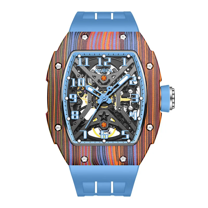 Haofa Mechanical watch Man Carbon Fiber Hollow Skeleton Luminous Hardcore Synthetic Sapphire Automatic Movement Ergonomics 1975