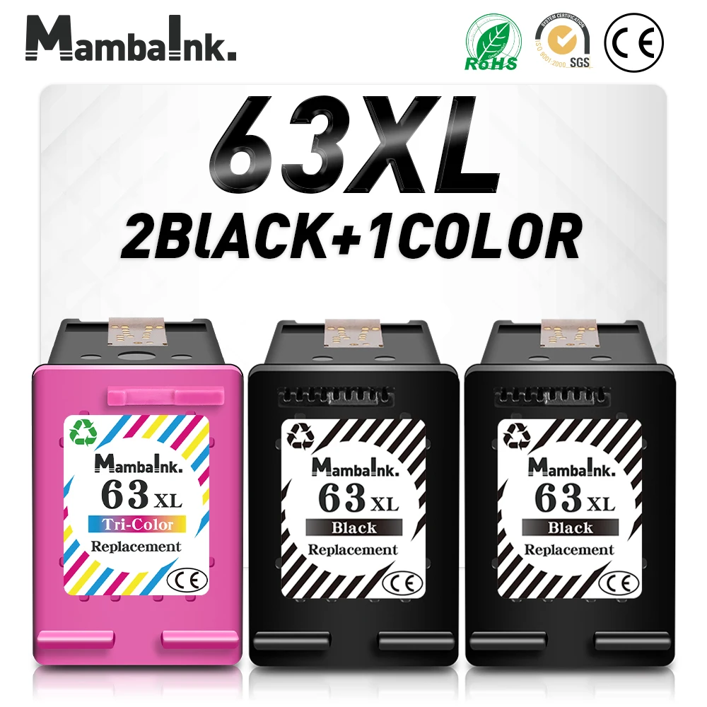 QSYRAINBOW 63XL Cartridge Compatible For HP 63  Ink Cartridge Deskjet 2130 2131 3630 4250 5258 5264 5230 5232 5255