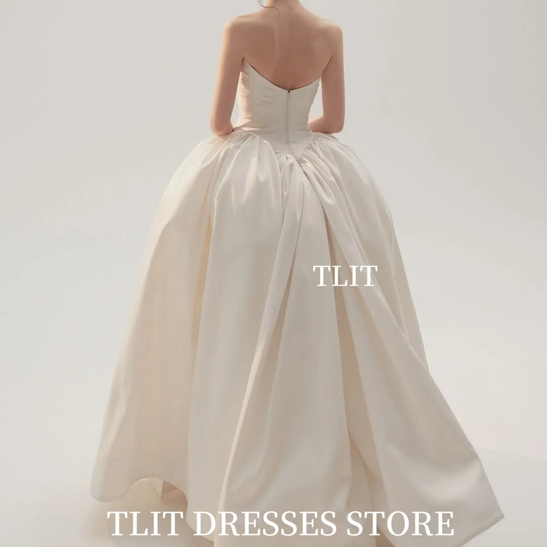 TLIT Элегантное белое свадебное платье трапециевидной формы без бретелек для выпускного вечера Корейское свадебное платье Фотосессия Индивидуальные платья на молнии сзади