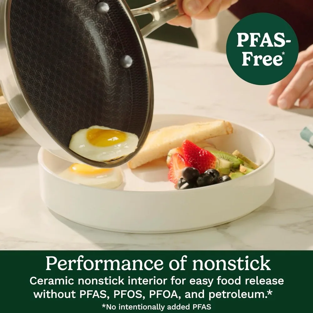 

10-Inch PFAS-Free Ceramic Nonstick Skillet, Scratch Proof & Dishwasher Safe Cookware with Cool Grip Handles for Home Chefs